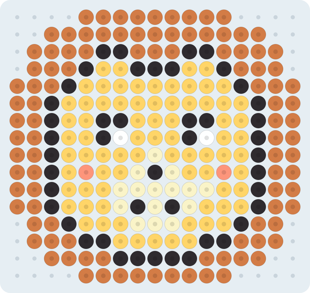 Lion fuse bead pattern (2.6 mm, 17×16 beads, 6 colors)