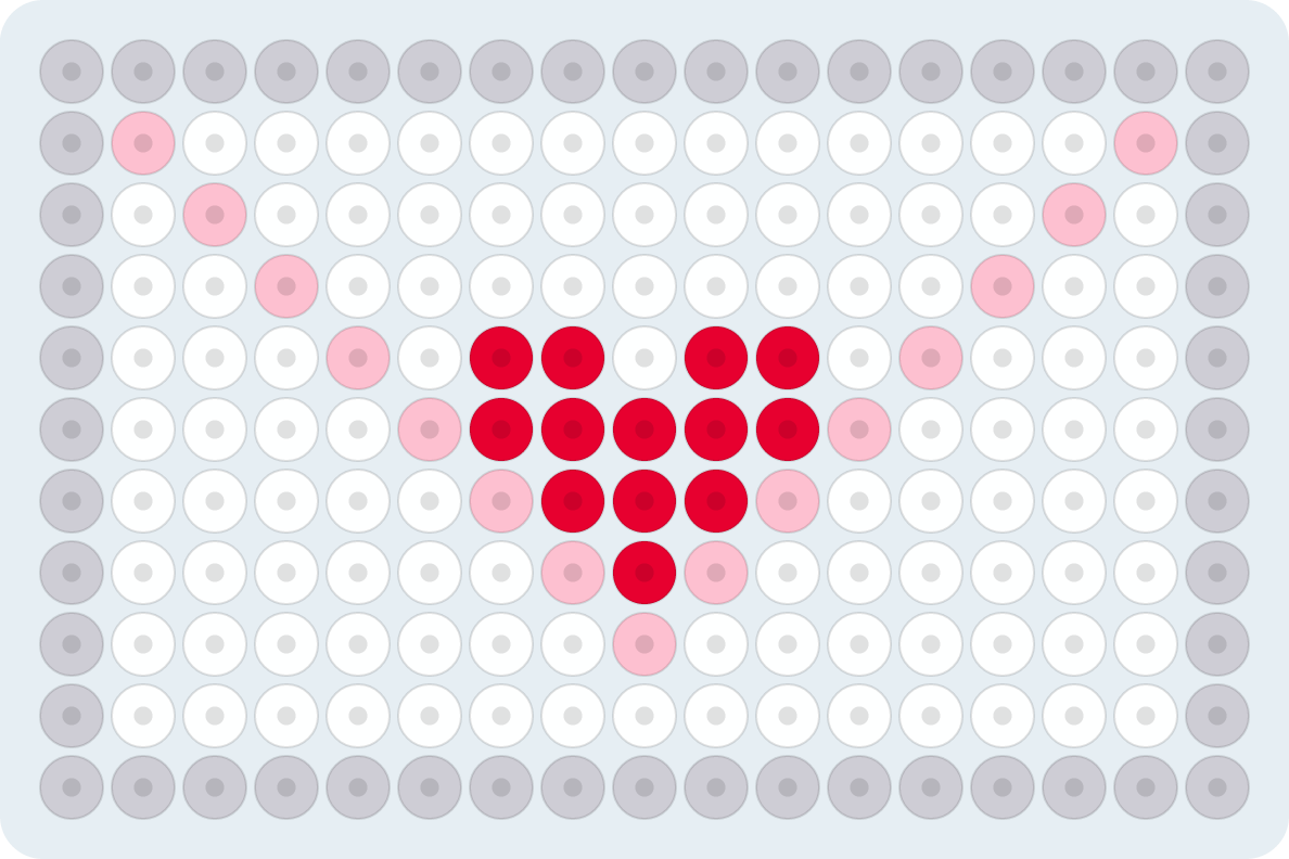 Carta de amor: patrón de hama beads (2,6 mm, 17×11 cuentas, 4 colores)