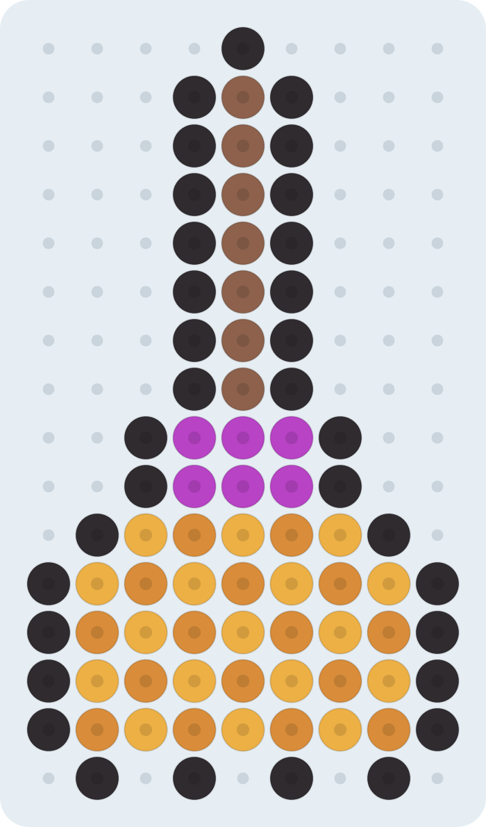 Witch’s Broom Perler bead pattern (2.6 mm, 9×16 beads, 5 colors)