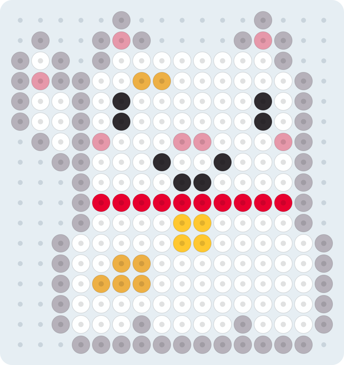 Maneki-neko (gato de la suerte): patrón de hama beads (2,6 mm, 16×17 cuentas, 7 colores)