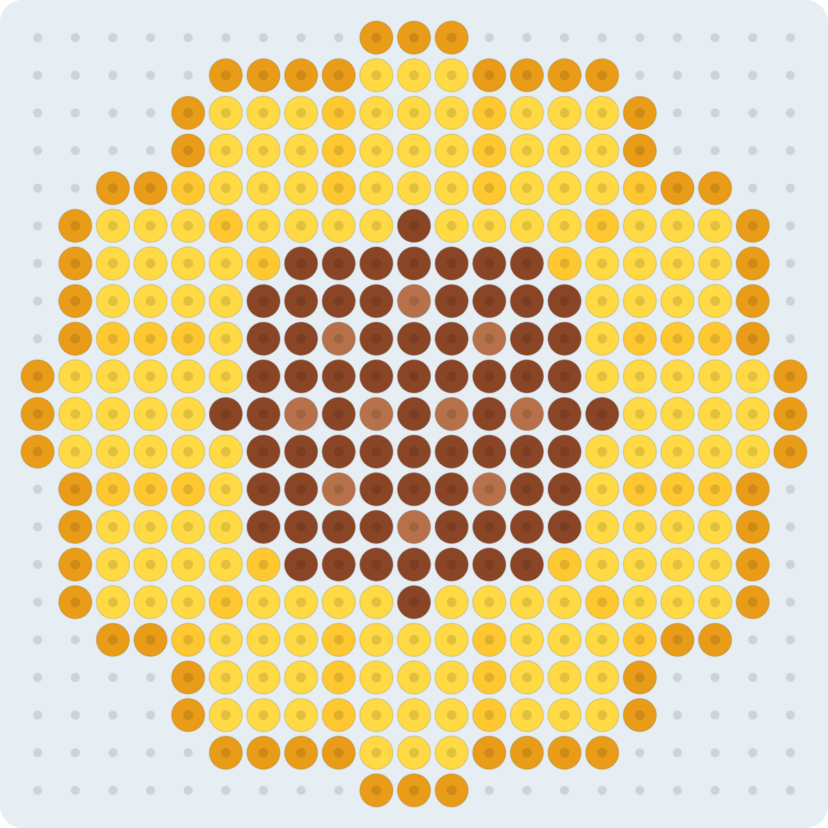 まるいひまわりのアイロンビーズ図案(2.6mm・21×21粒・5色)