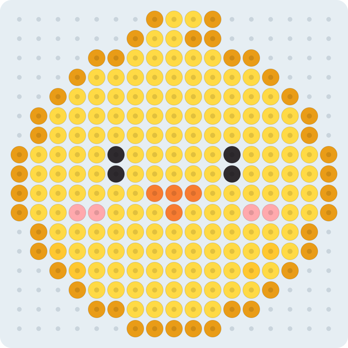 まんまるひよこのアイロンビーズ図案(2.6mm・17×17粒・6色)