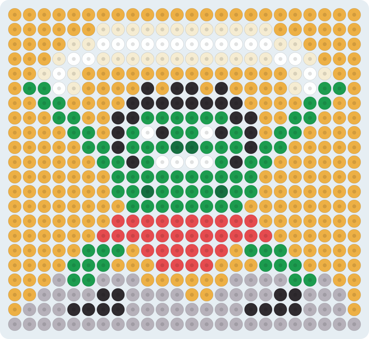 Wind God (Tawaraya Sotatsu) Perler bead pattern (2.6 mm, 24×22 beads, 8 colors)