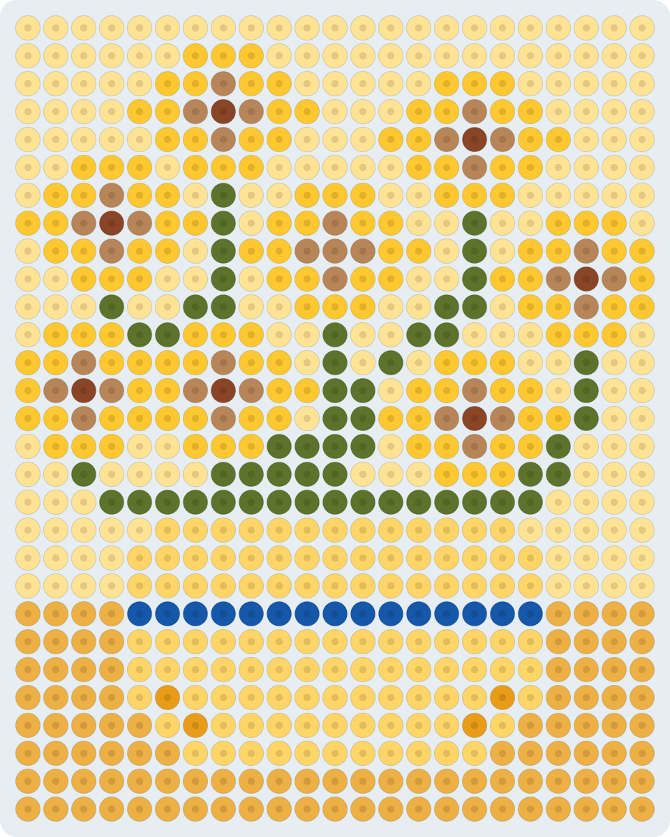 ひまわり(ゴッホ)のアイロンビーズ図案(2.6mm・23×29粒・9色)