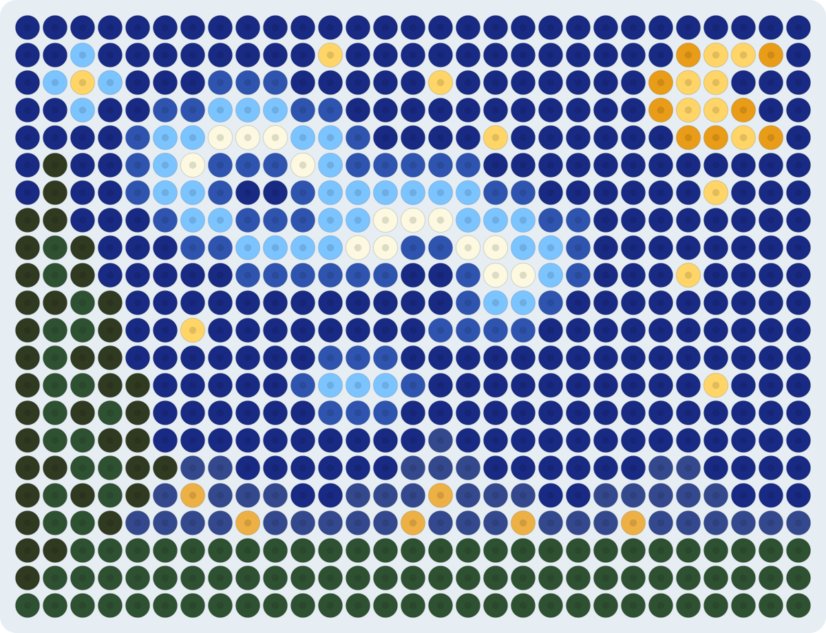 星月夜（ゴッホ）のアイロンビーズ図案（2.6mm・29×22粒・10色）