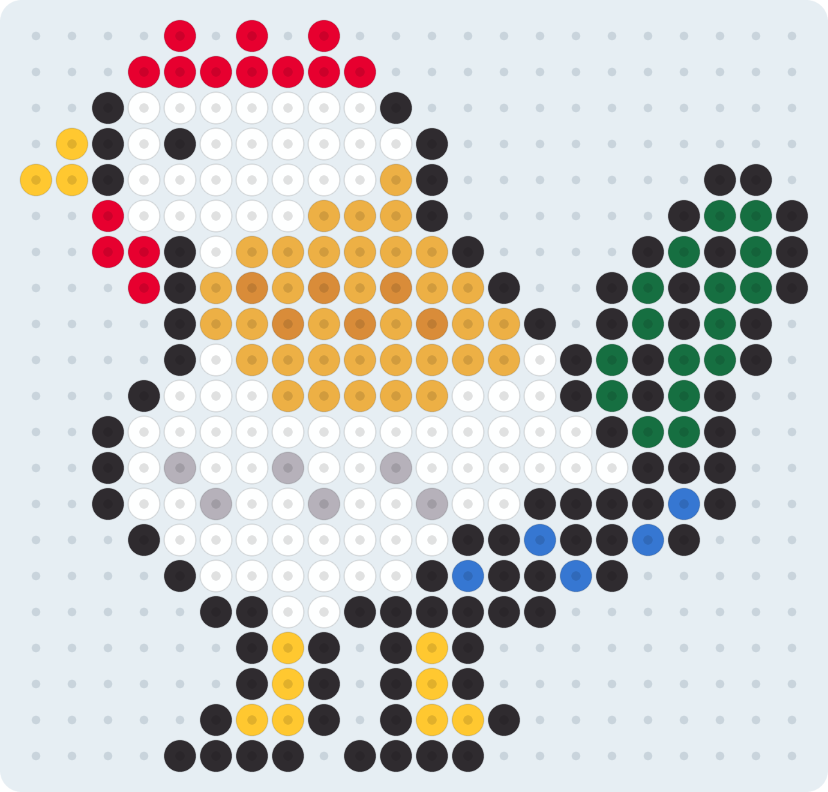 Jakuchu's rooster (Ito Jakuchu) Perler bead pattern (2.6 mm, 22×21 beads, 9 colors)