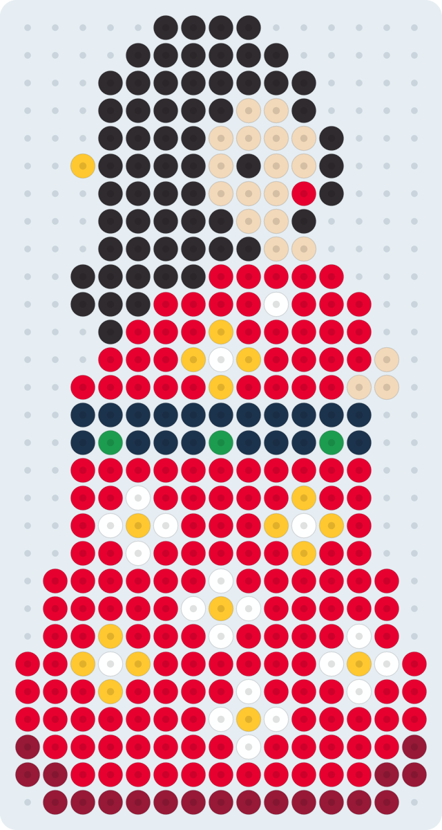 Beauty Looking Back (Moronobu) Perler bead pattern (2.6 mm, 15×29 beads, 8 colors)