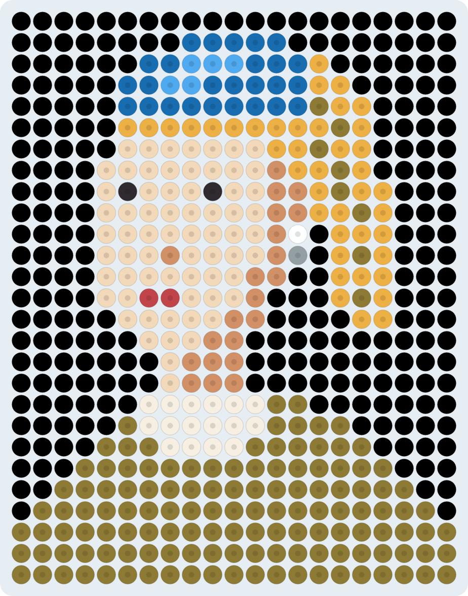 真珠の耳飾りの少女（フェルメール）のアイロンビーズ図案（2.6mm・21×27粒・12色）