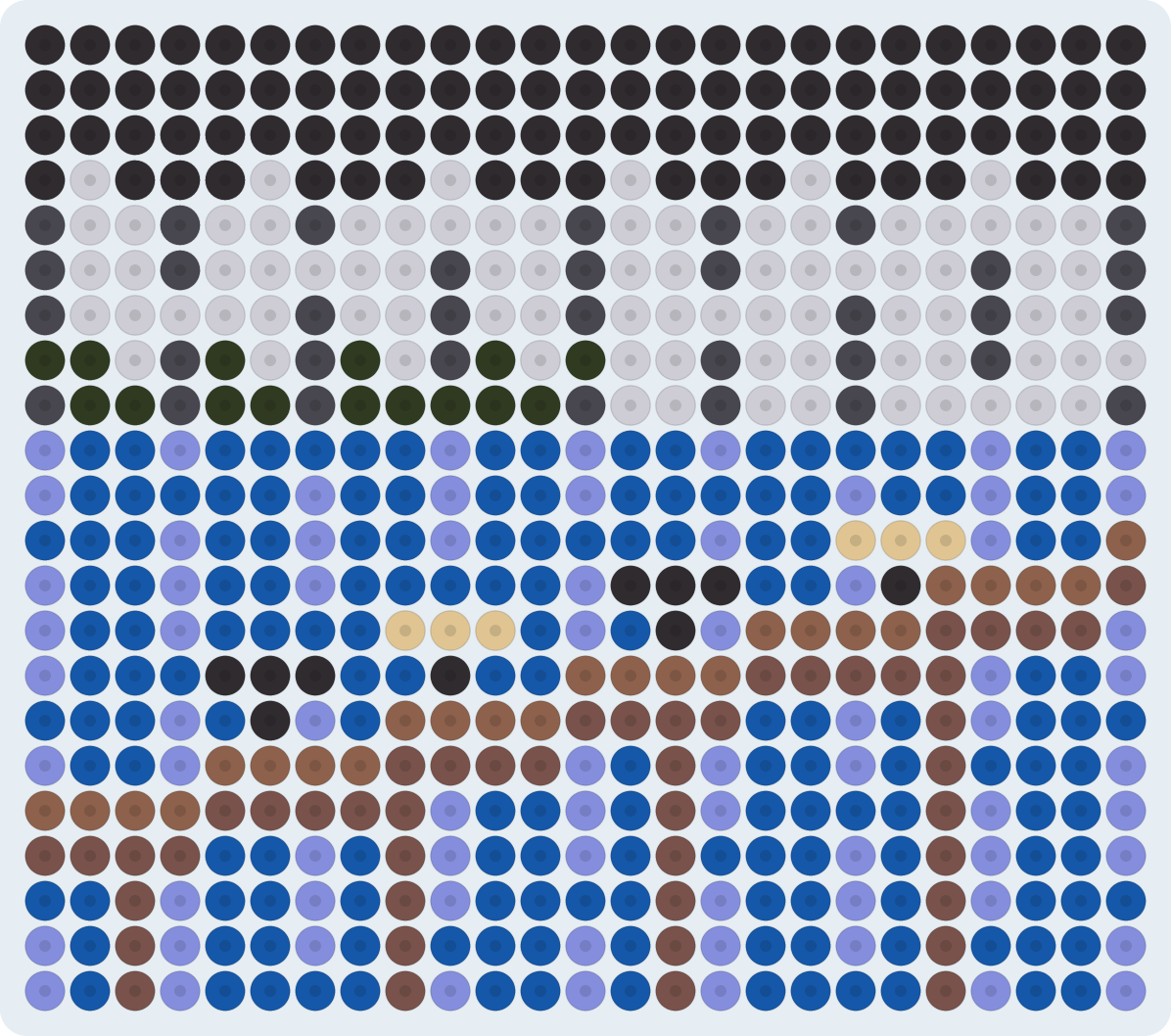 大はしあたけの夕立（歌川広重）のアイロンビーズ図案（2.6mm・25×22粒・9色）