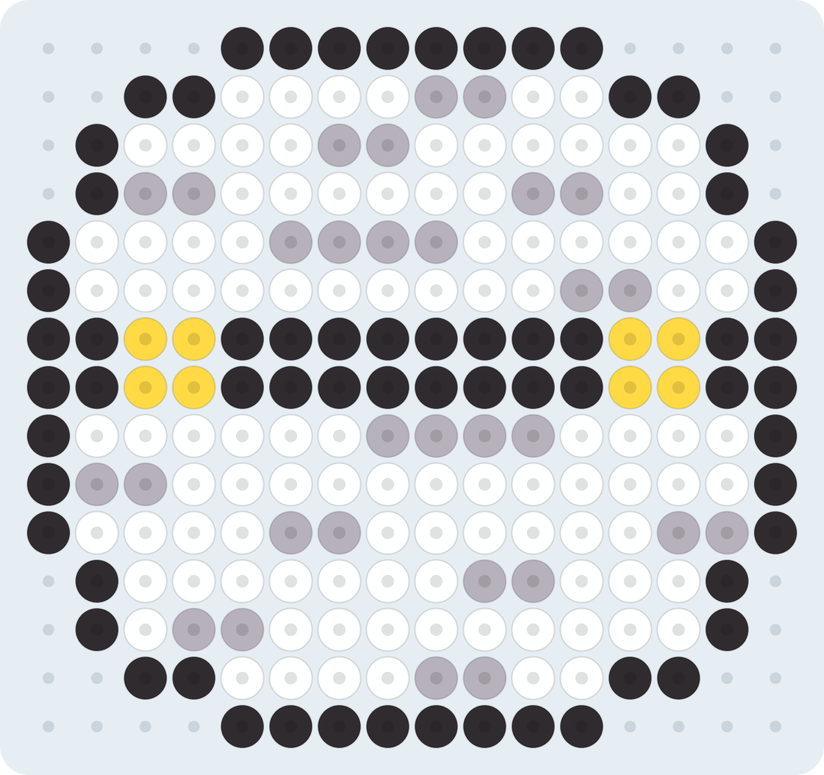 ミイラのアイロンビーズ図案(2.6mm・16×15粒・4色)