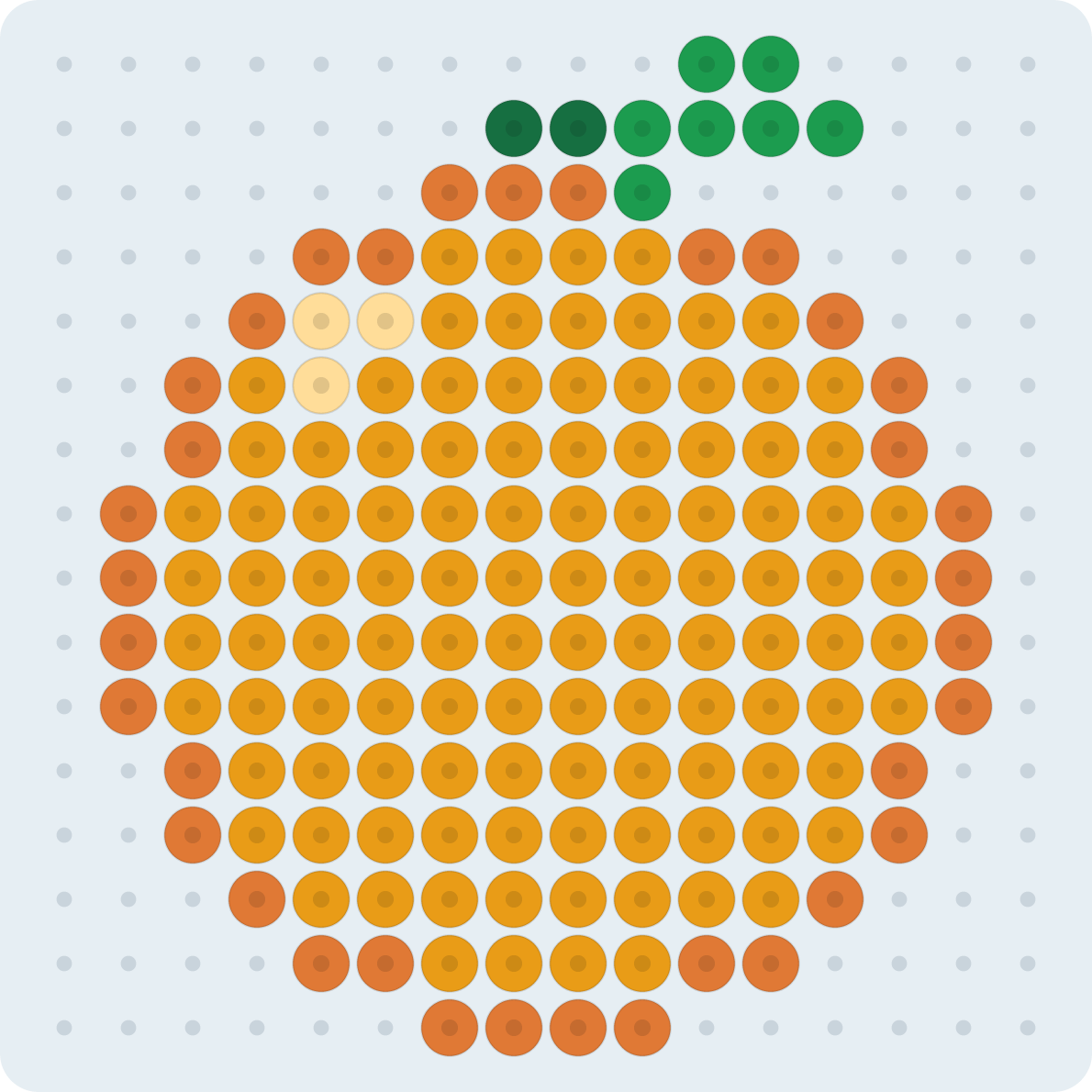 Mikan (mandarina): patrón de hama beads (2,6 mm, 16×16 cuentas, 5 colores)