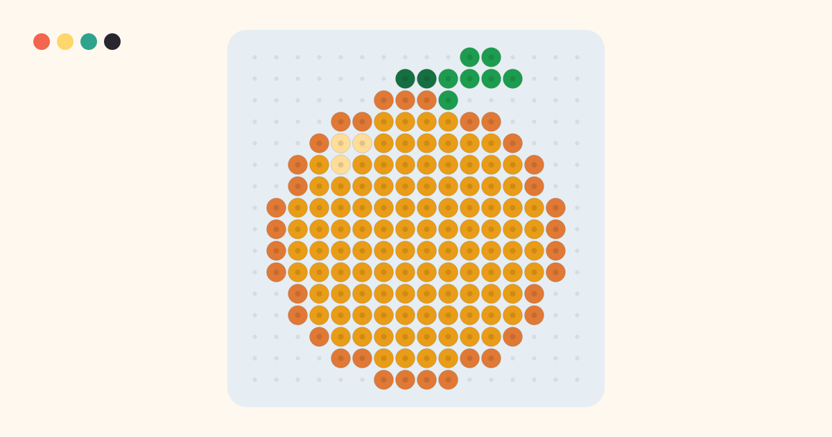 Mikan (Mandarin Orange) fuse bead pattern (16×16 beads, 5 colors)
