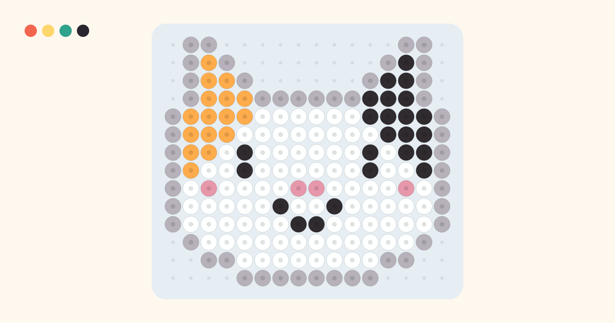 三毛ねこのアイロンビーズ図案(16×14粒・5色)