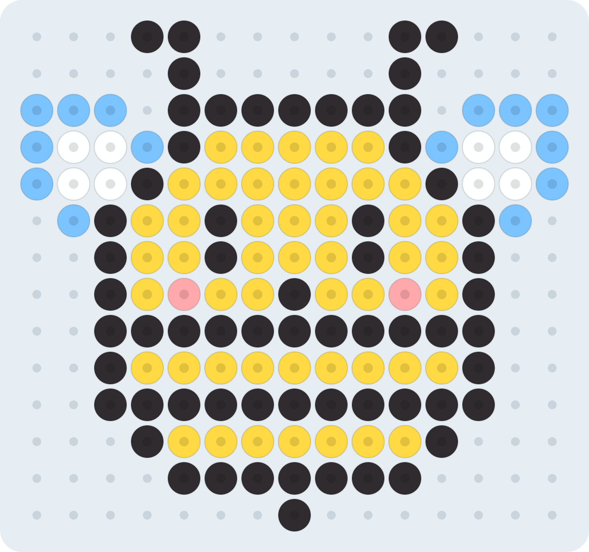みつばちのアイロンビーズ図案(2.6mm・15×14粒・5色)