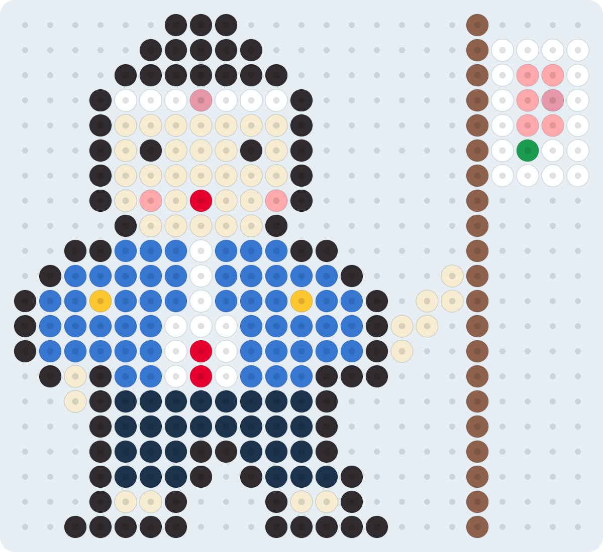 桃太郎のアイロンビーズ図案（2.6mm・23×21粒・11色）
