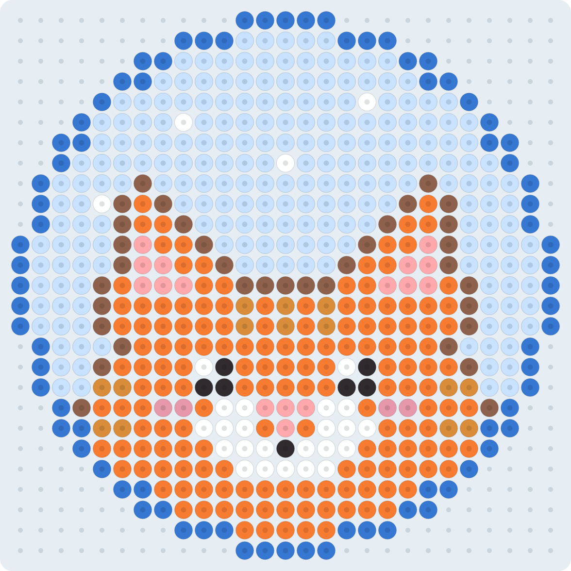 ねこのコースター(茶トラ)のアイロンビーズ図案(2.6mm・27×27粒・9色)