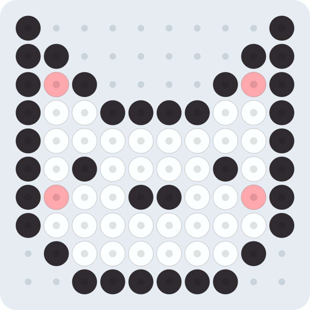 小さいねこのアイロンビーズ図案(2.6mm・10×10粒・3色)