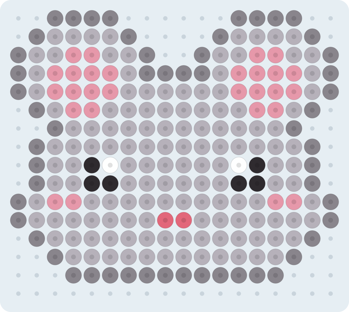 ねずみ（子・干支）のアイロンビーズ図案（2.6mm・18×16粒・6色）
