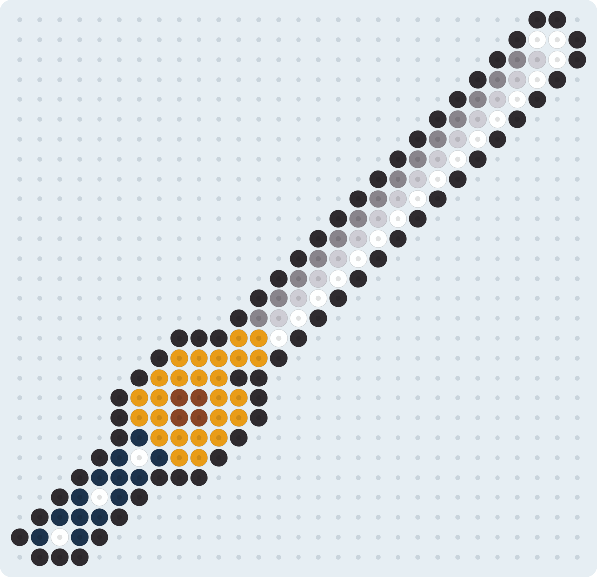 Japanese Sword (katana) Perler bead pattern (2.6 mm, 29×28 beads, 7 colors)