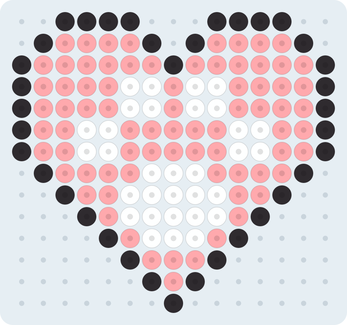 Paw Print Heart Perler bead pattern (2.6 mm, 15×14 beads, 3 colors)