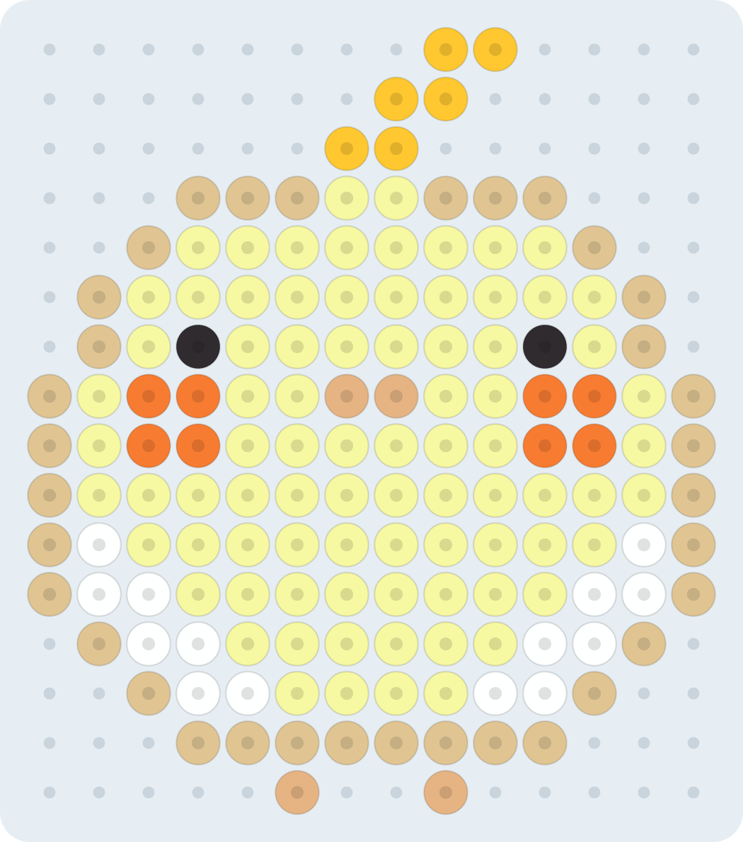 Cockatiel Perler bead pattern (2.6 mm, 14×16 beads, 7 colors)