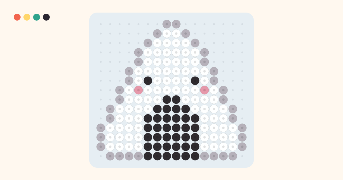 Onigiri (Rice Ball) fuse bead pattern (16×15 beads, 4 colors)