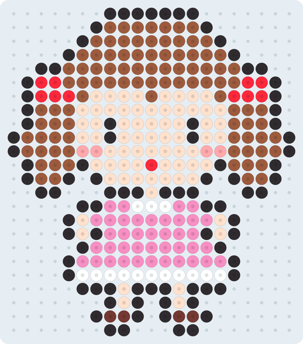 女の子のアイロンビーズ図案(2.6mm・21×24粒・8色)
