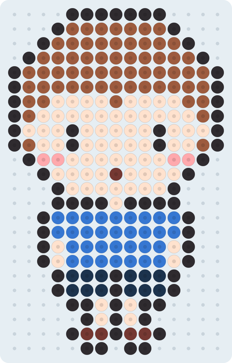 男の子のアイロンビーズ図案(2.6mm・15×24粒・7色)