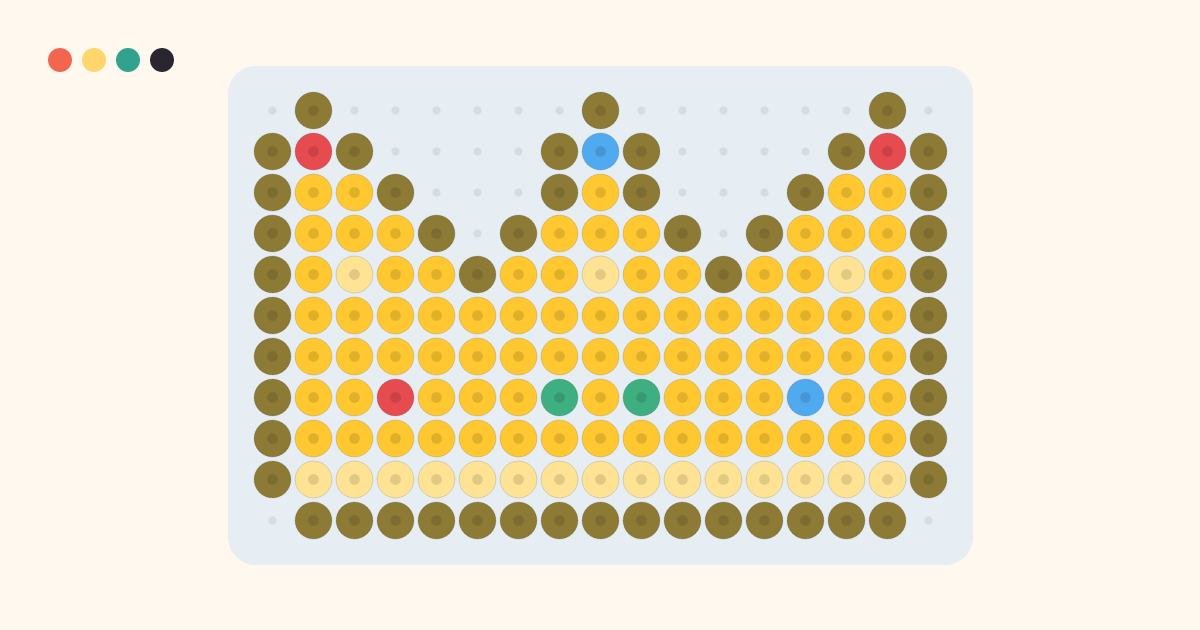 Crown fuse bead pattern (17×11 beads, 6 colors)