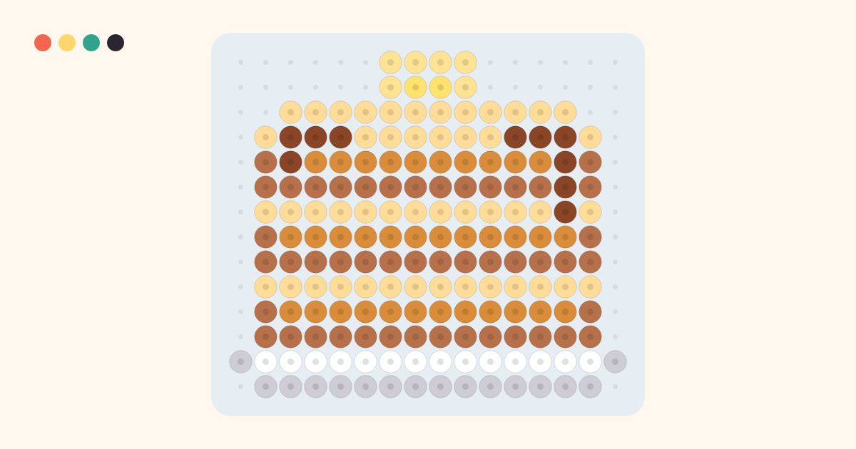 ホットケーキのアイロンビーズ図案(16×14粒・8色)