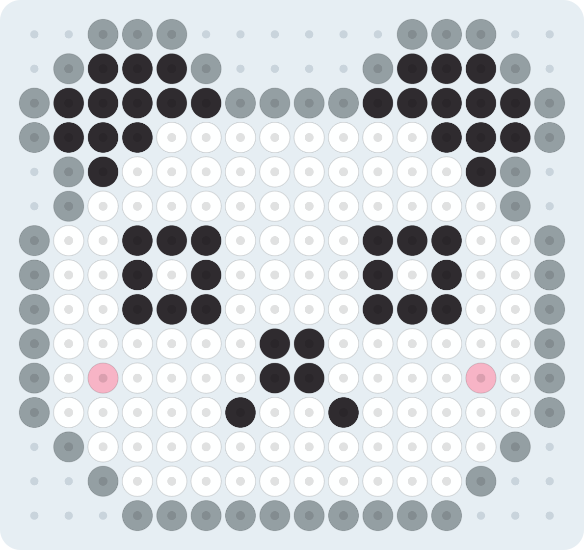 Panda: patrón de hama beads (2,6 mm, 16×15 cuentas, 4 colores)