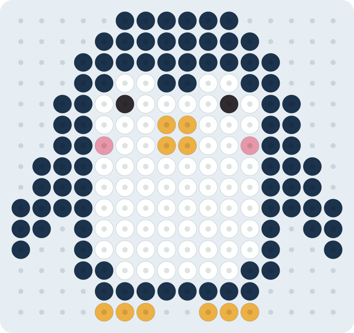 Pingüino: patrón de hama beads (2,6 mm, 16×15 cuentas, 5 colores)