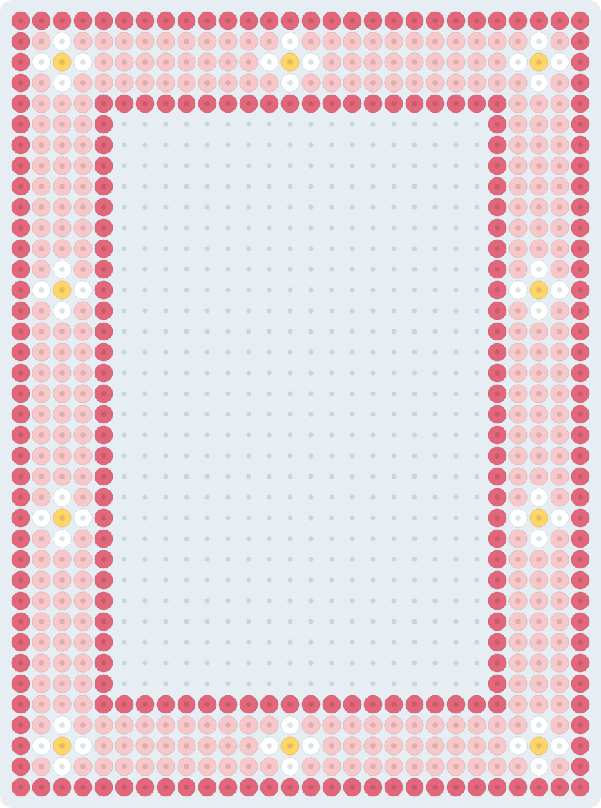 Marco de fotos con flores: patrón de hama beads (2,6 mm, 28×38 cuentas, 4 colores)