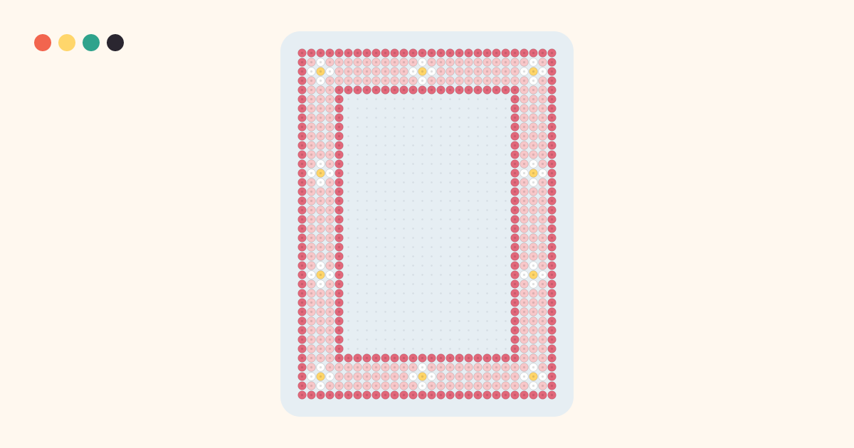 Photo Frame (Flowers) fuse bead pattern (28×38 beads, 4 colors)