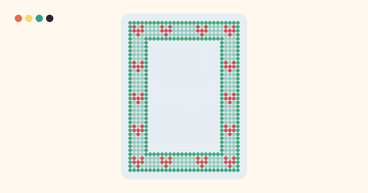 Photo Frame (Hearts) fuse bead pattern (28×38 beads, 3 colors)