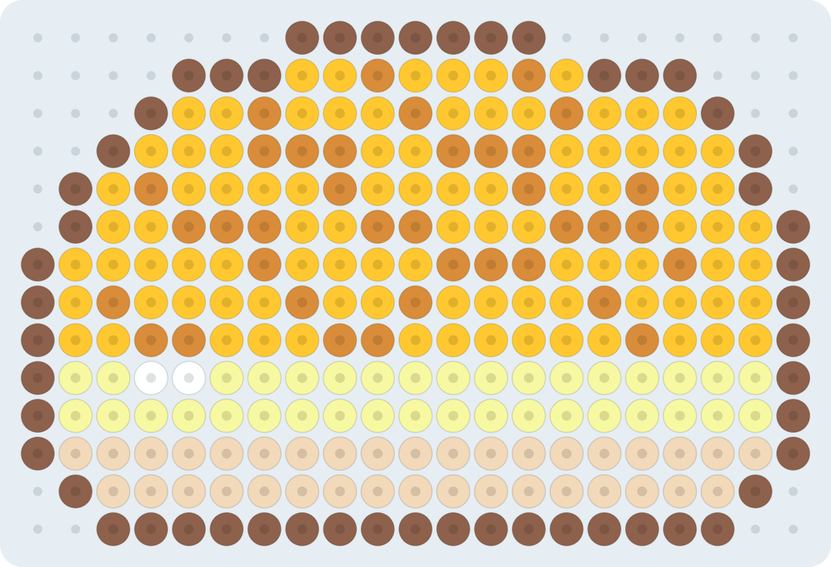 パイナップルパン(菠蘿油)のアイロンビーズ図案(2.6mm・21×14粒・6色)