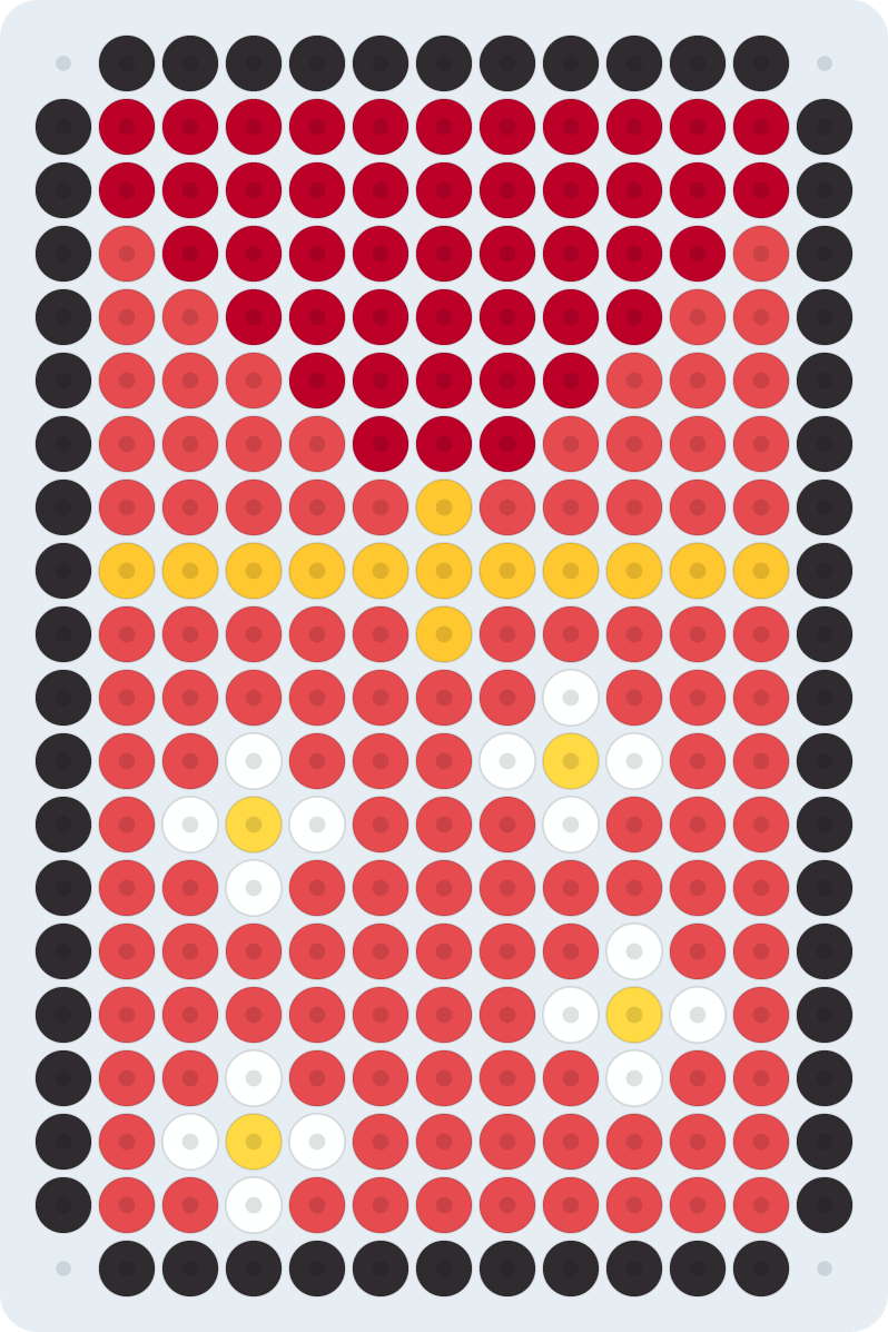 ぽち袋（お年玉）のアイロンビーズ図案（2.6mm・13×20粒・6色）