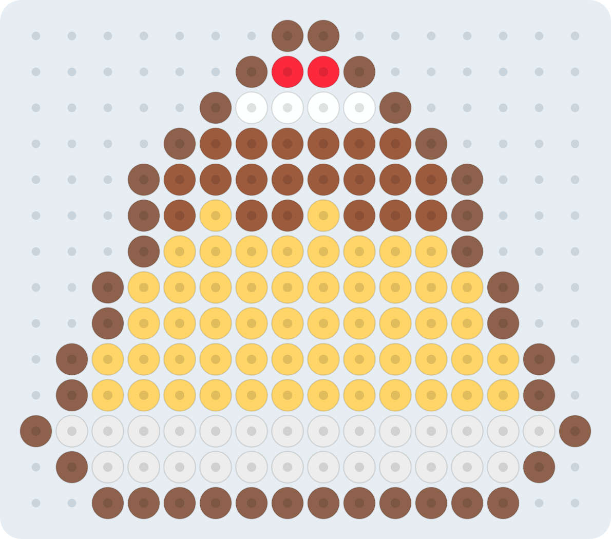 Purin (flan japonés): patrón de hama beads (2,6 mm, 16×14 cuentas, 6 colores)