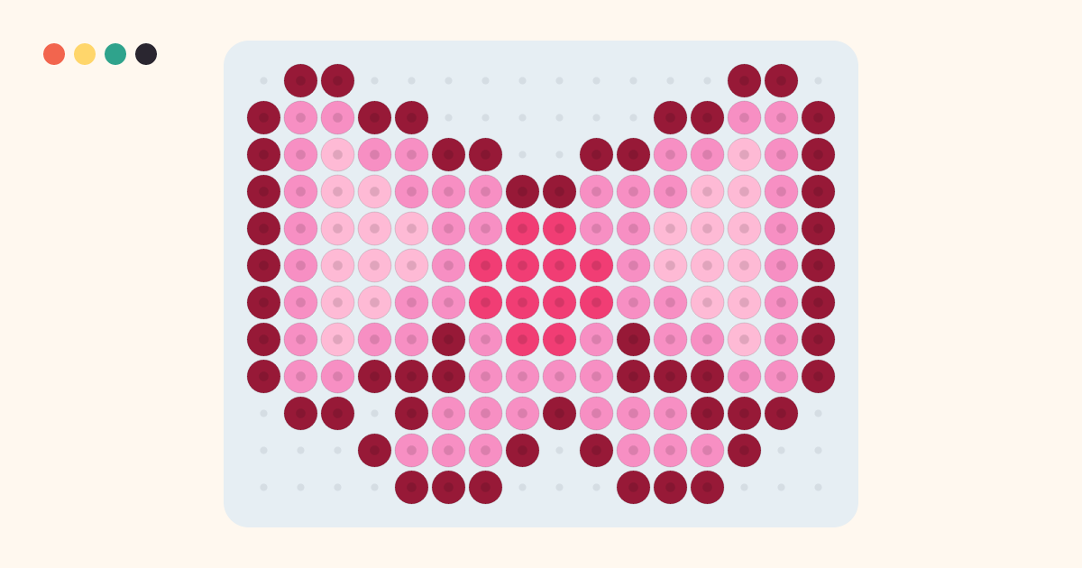 Ribbon Bow fuse bead pattern (16×12 beads, 4 colors)