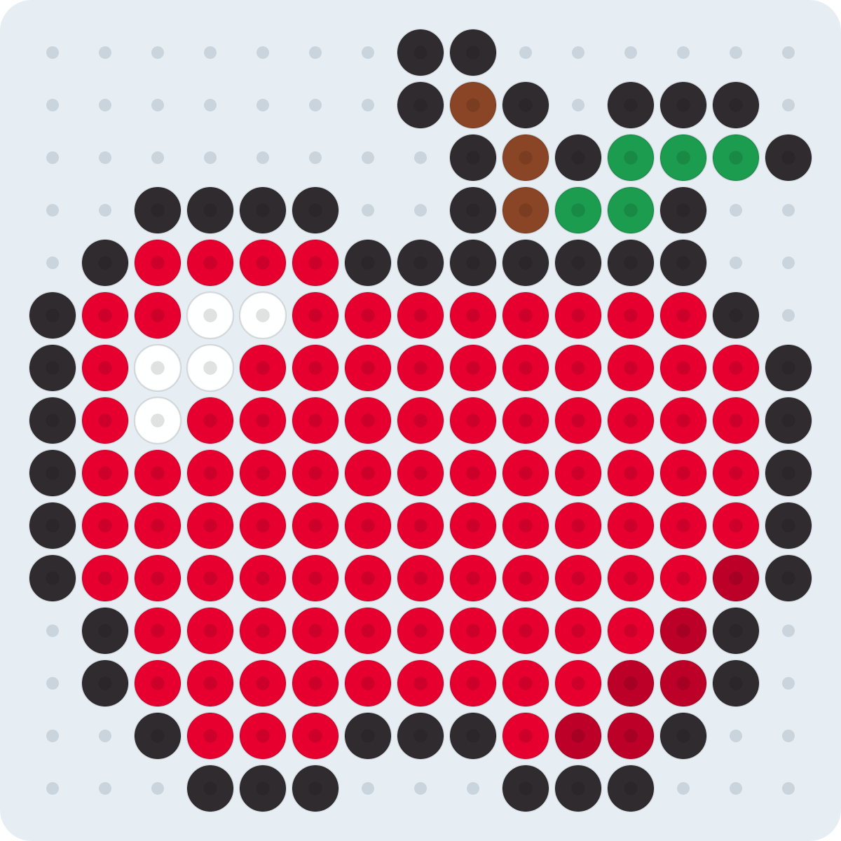 Apple fuse bead pattern (2.6 mm, 15×15 beads, 6 colors)