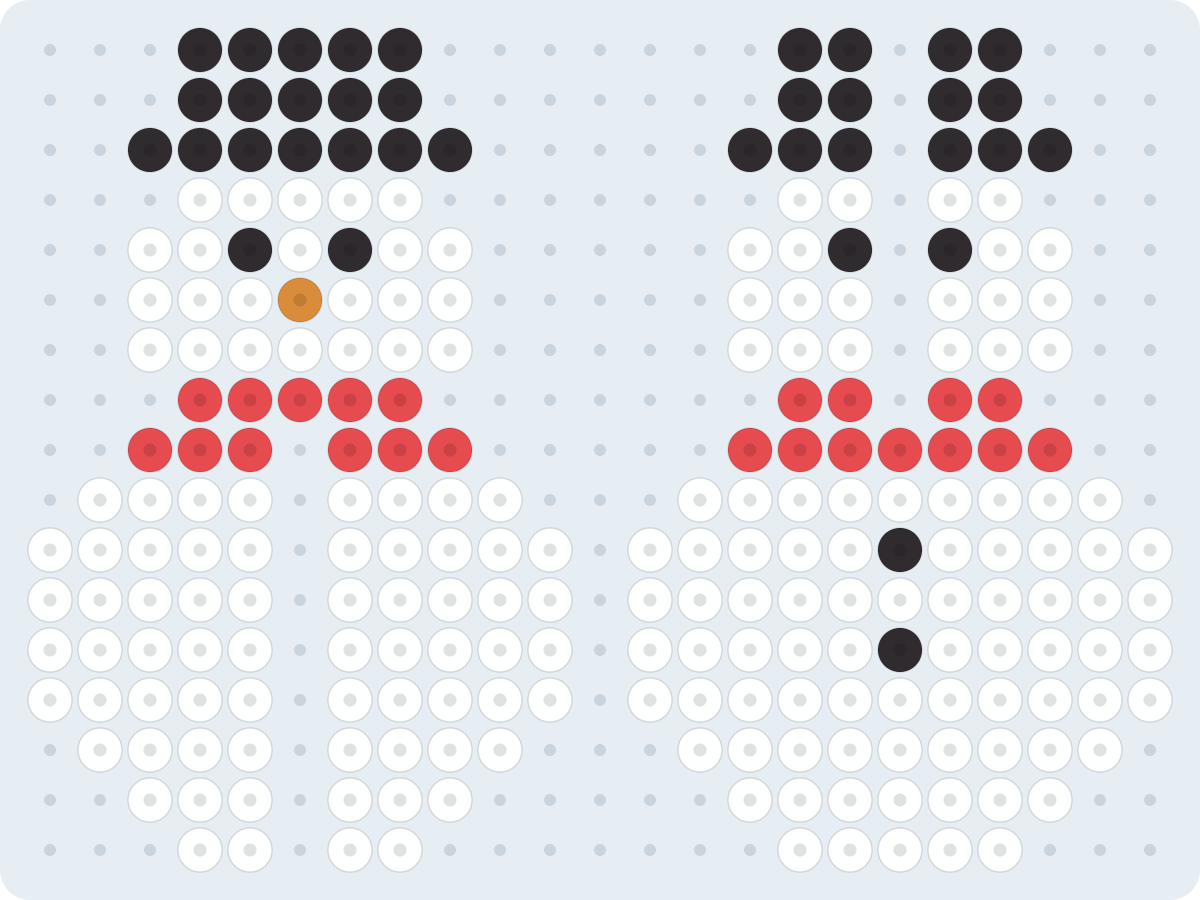 3D Snowman Perler bead pattern (2.6 mm, 23×17 beads, 4 colors)