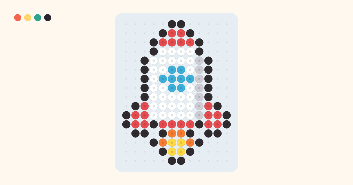 Rocket fuse bead pattern (12×16 beads, 7 colors)