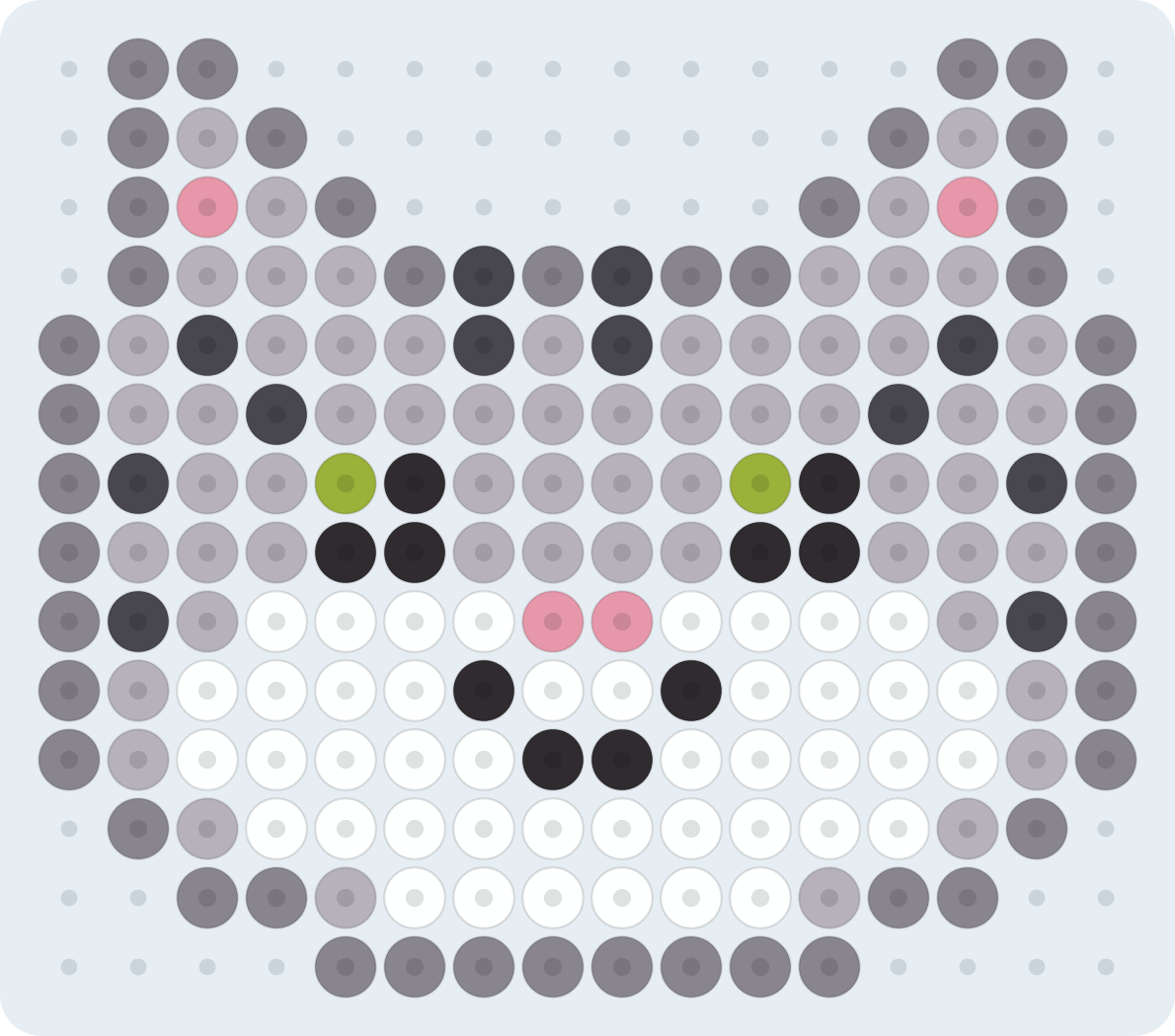 サバトラねこのアイロンビーズ図案(2.6mm・16×14粒・7色)
