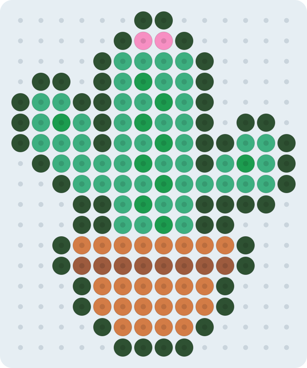 Cactus: patrón de hama beads (2,6 mm, 14×17 cuentas, 6 colores)