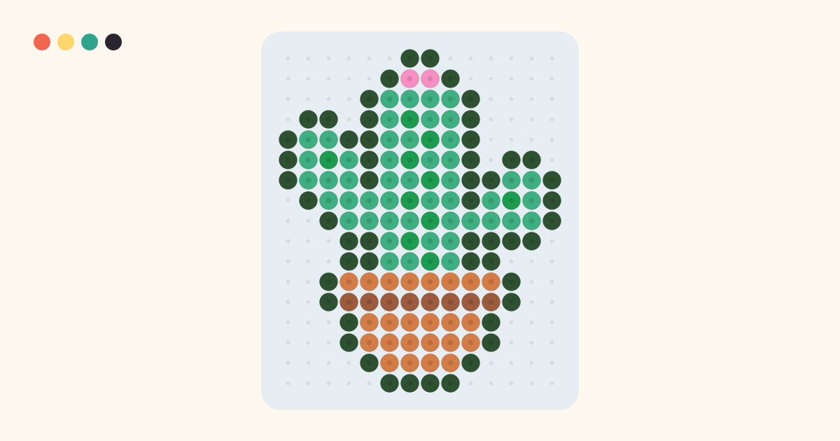 Cactus fuse bead pattern (14×17 beads, 6 colors)