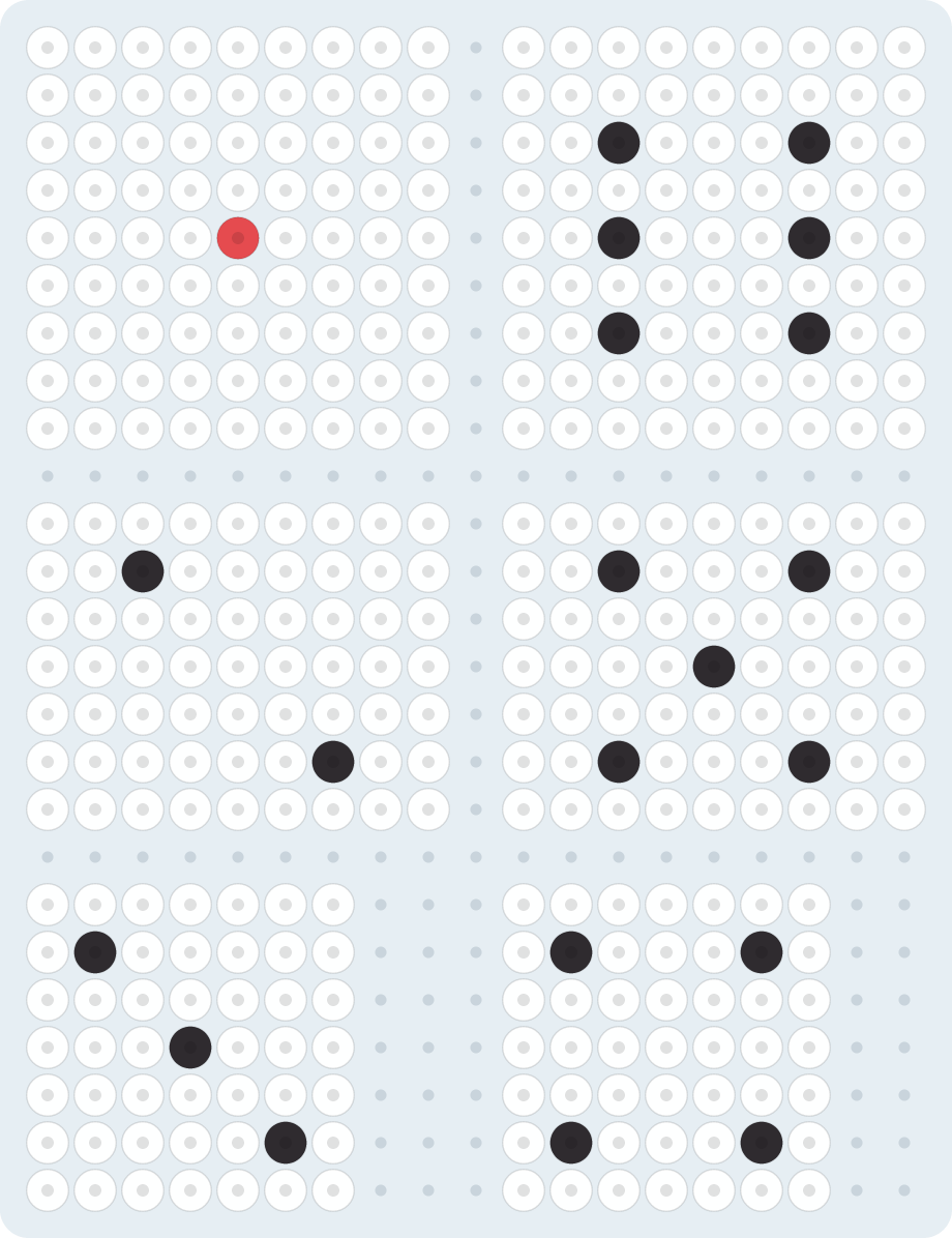 Dice (3D) fuse bead pattern (2.6 mm, 19×25 beads, 3 colors)