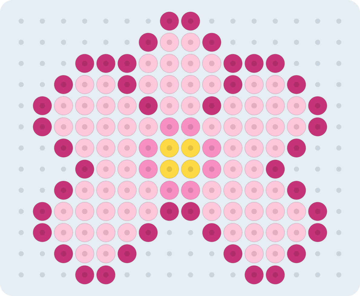 Flor de cerezo: patrón de hama beads (2,6 mm, 16×13 cuentas, 4 colores)