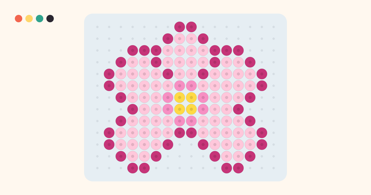 Cherry Blossom fuse bead pattern (16×13 beads, 4 colors)
