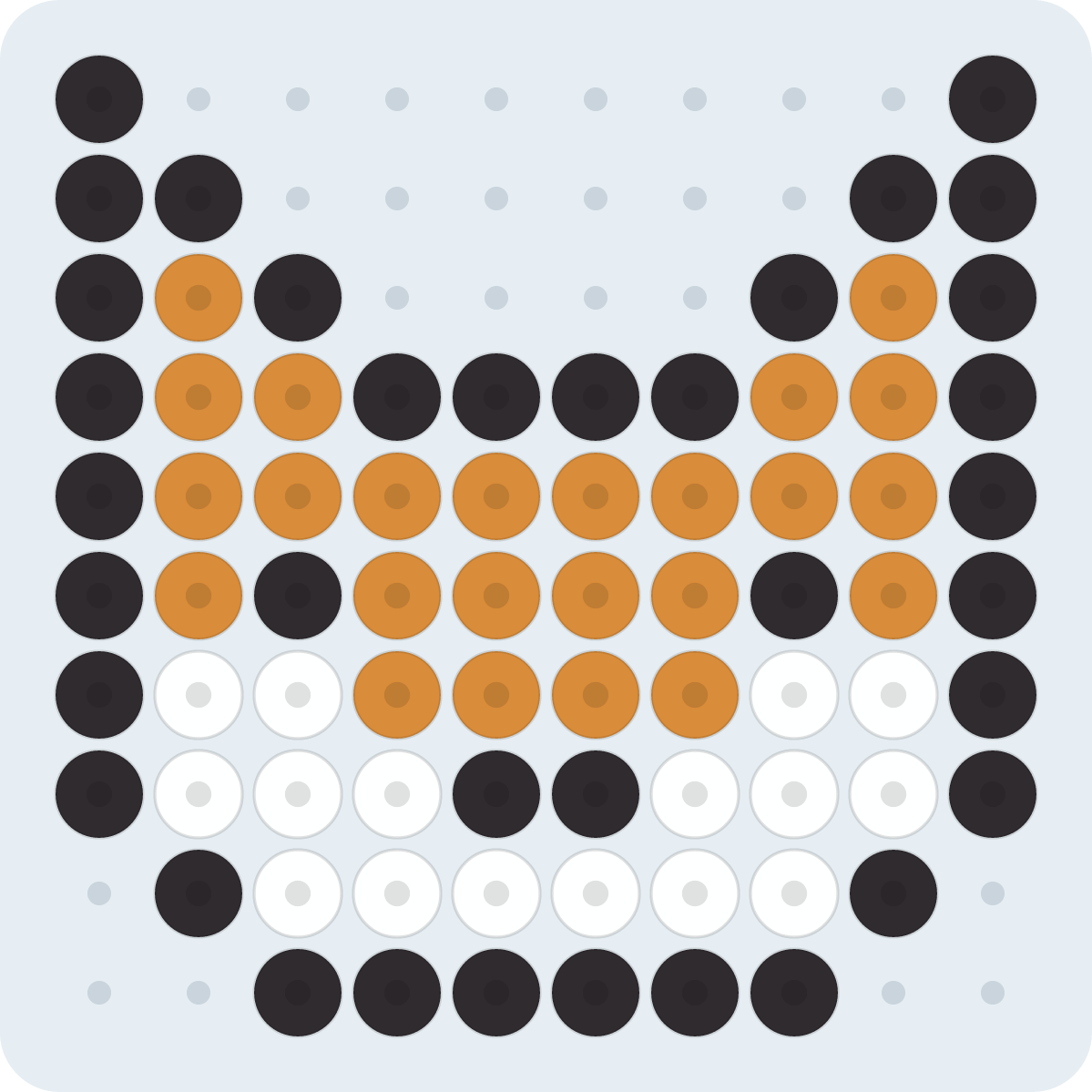 小さい柴犬のアイロンビーズ図案(2.6mm・10×10粒・3色)
