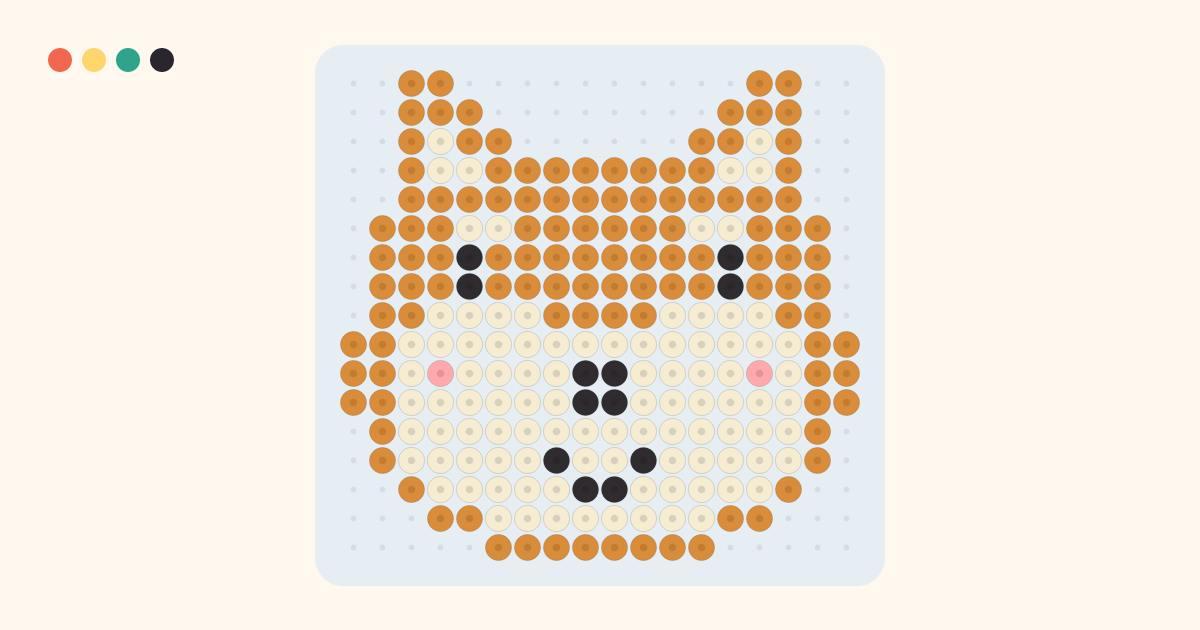 Shiba Inu fuse bead pattern (18×17 beads, 4 colors)
